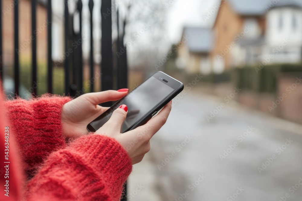 Poster a closeup view shows a woman's finger entering a password code on a smartphone and a digital touch s