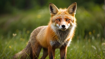 Fototapeta premium Red Fox in Snowy Wilderness: Stunning Wildlife Photography