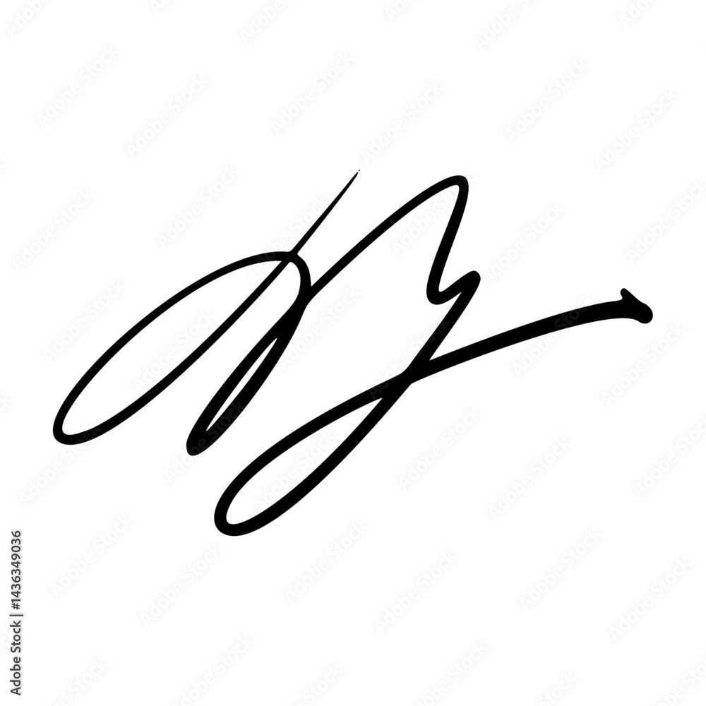 Fototapete handwritten signature name sign with random letter forms. fake autograph for contract or document us