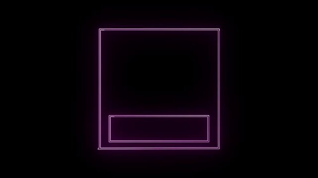 Neon color motion graphic on isolated black background. Frame Isolated on Black Background. Neon abstract rectangle shape line animation.