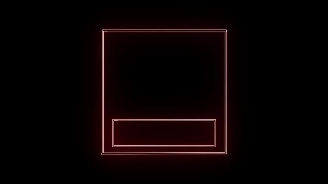 Neon color motion graphic on isolated black background. Frame Isolated on Black Background. Neon abstract rectangle shape line animation.