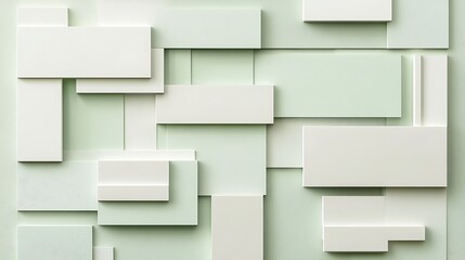 Abstract Geometric Wall Art Green White Rectangles