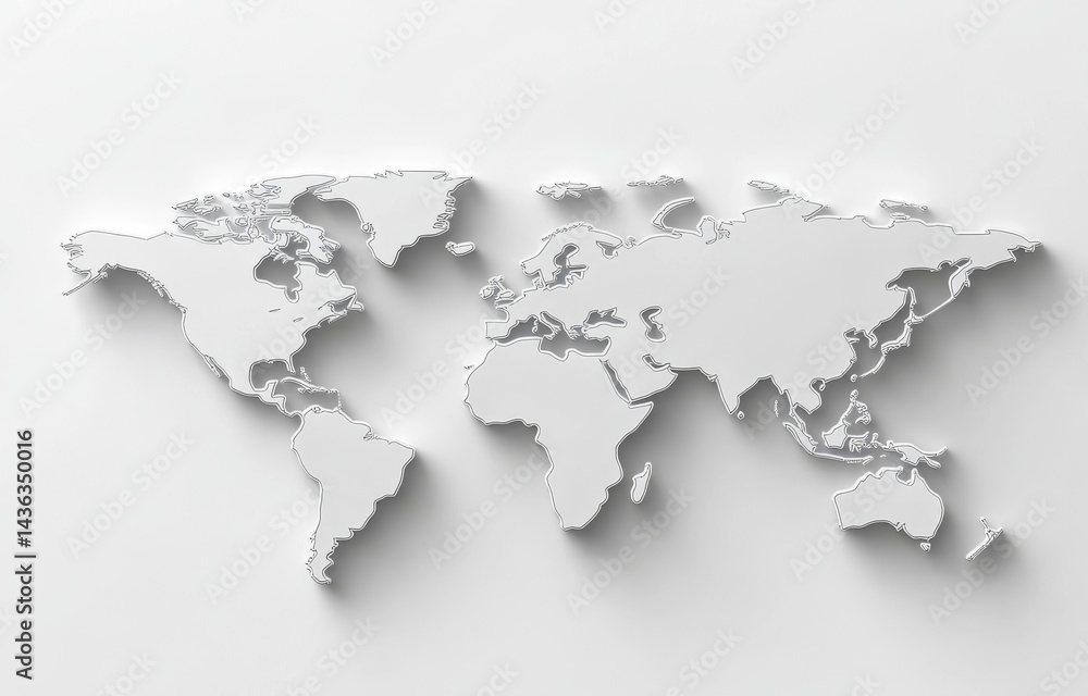 Poster a sphere representing the world map is rendered in grayscale, adopting a minimalist approach, and pl