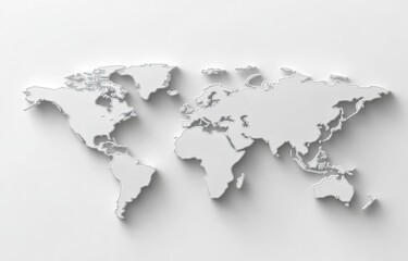 A sphere representing the world map is rendered in grayscale, adopting a minimalist approach, and placed on a white background