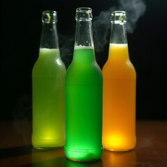 beer bottle and glass