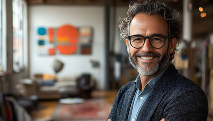 Fototapeta premium Smiling mature business professional in modern interior