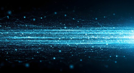 Abstract digital stream of data glowing with light, displaying the interconnected network and complex systems in the digital realm.