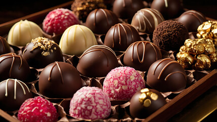 Indulgent Chocolate Gift: An Assortment of Milk Chocolate, Dark Chocolate, and White Chocolate Truffles with Various Coatings
