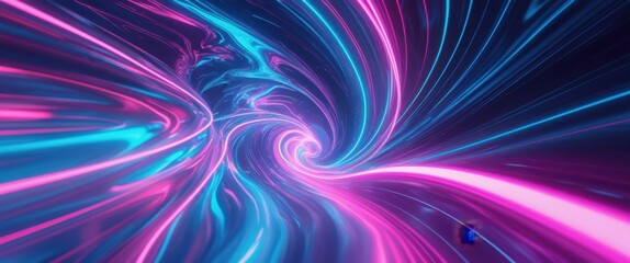 Obraz premium enchanting colorful light swirl in dark room illustration