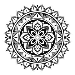Circular pattern in the form of a mandala. Henna tattoo mandala. Mehndi style. Decorative pattern in oriental style. Coloring book page.