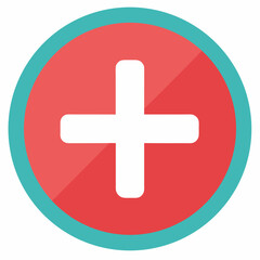 Plus in circle, vector on white background.