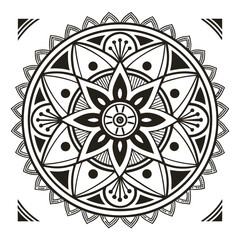 Circular pattern in the form of a mandala. Henna tattoo mandala. Mehndi style. Decorative pattern in oriental style. Coloring book page.