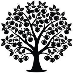 Cherry trees icon set on white background