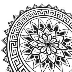 Circular pattern in the form of a mandala. Henna tattoo mandala. Mehndi style. Decorative pattern in oriental style. Coloring book page.