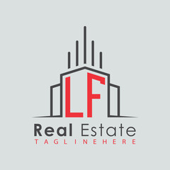 Obraz premium initial monogram logo for real estate with Home and Building shape creative design.