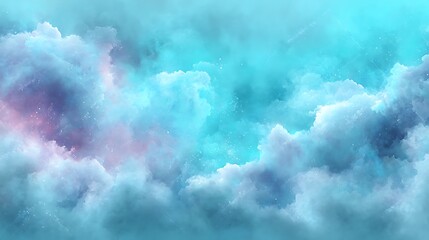 Fototapeta premium Abstract watercolor painting of a dreamy, pastel-colored sky with soft clouds and subtle stars.