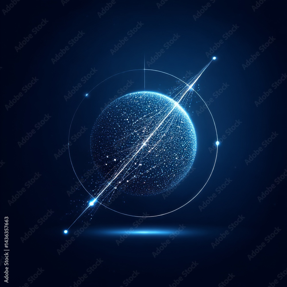 Leinwandbilder abstract blue digital globe with connecting lines and nodes on a dark background