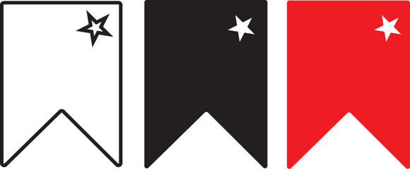Bookmark vector icon. red, black ,and white .