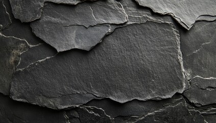 Dark gray layered stone slabs
