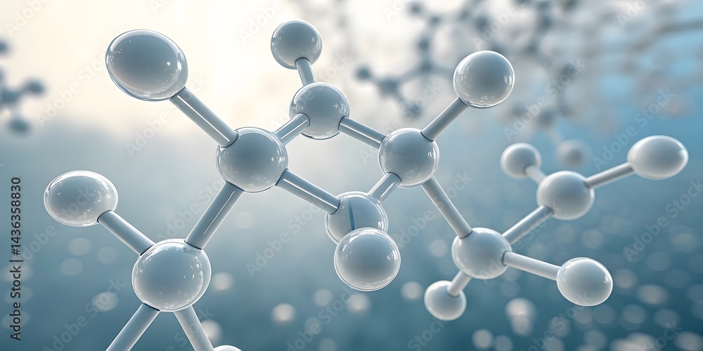 Poster exploring the intricate beauty of molecular structures a 3d render of atoms bonded together, creatin