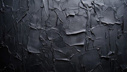 Dark, textured surface with deep creases.  Rough,  black backdrop with varied  patterns.  Intricate,  uneven  surface