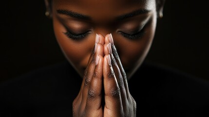 African-American woman in prayer.