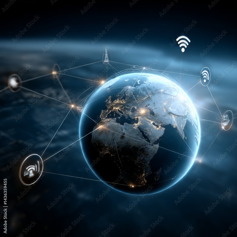 Poster global connectivity: a futuristic view of earth's networked communication infrastructure and digital