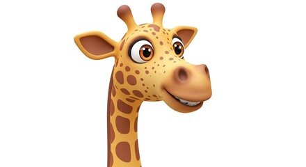 Obraz premium Cartoon Giraffe Smiling on White Background Illustration