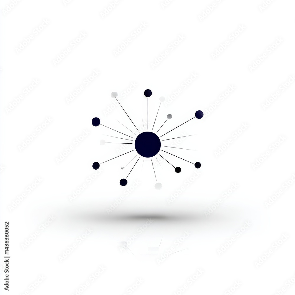Aufkleber Minimalist Connection: Abstract Network of Dark Circles with Thin Lines on a Clean White Background