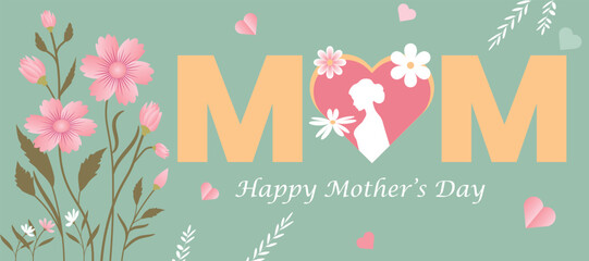 Happy Mother Day flower clipart celebration holiday banner greeting cards vector roses event art