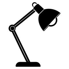 Silhouette desk lamp black vector simple design isolated on a transparent background