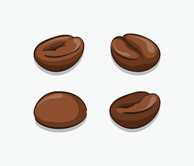 Coffee Bean Icons Set. Outline, Flat, and Filled Styles for Café Branding and Packaging