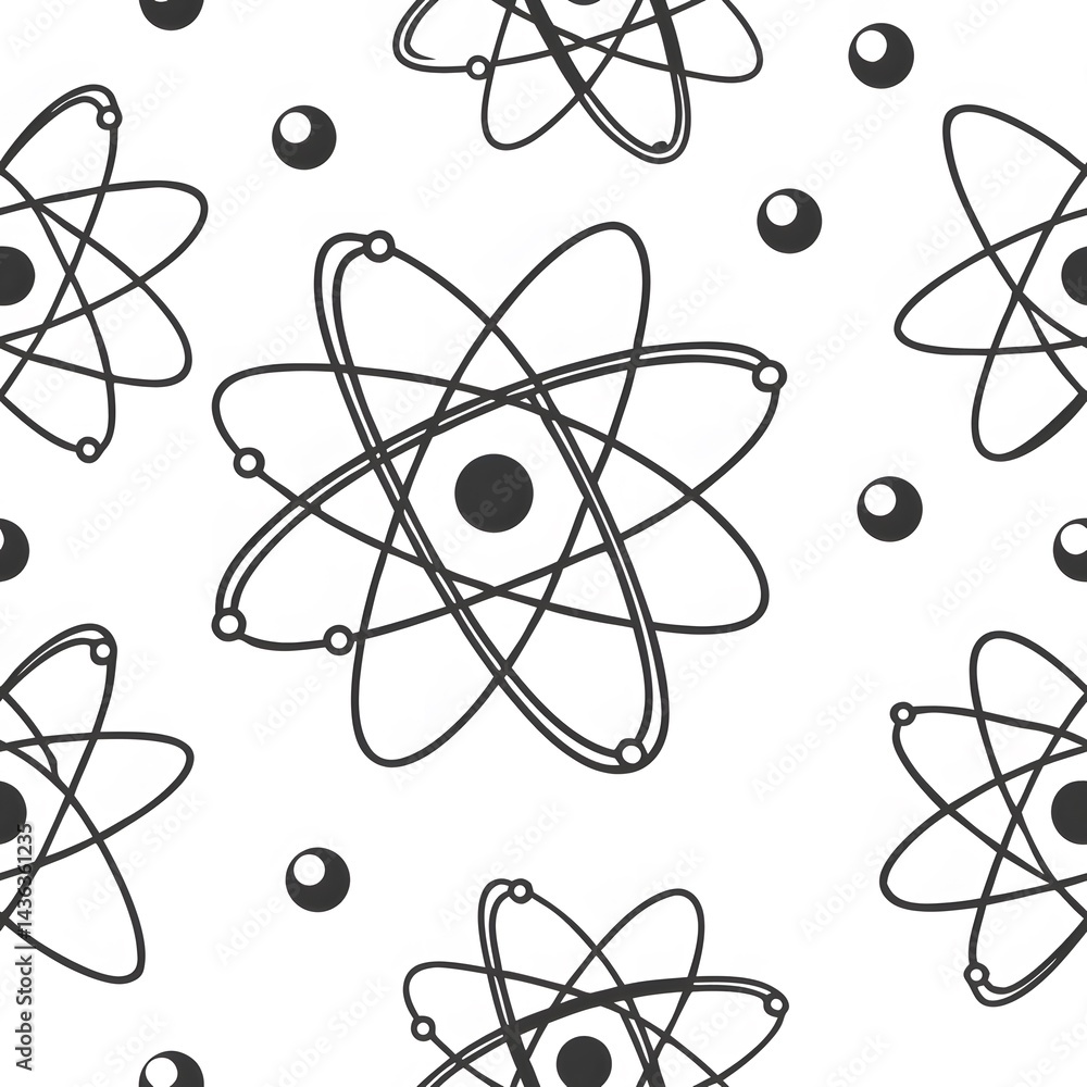 Poster seamless pattern with atom