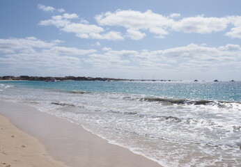 Ocean waves at beach on African Sal island in Cape Verde