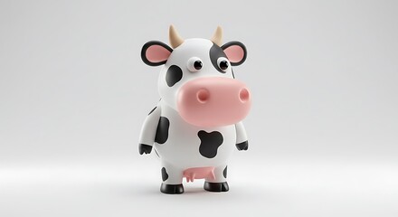 Standing Cartoon Cow Illustration with Black Spots