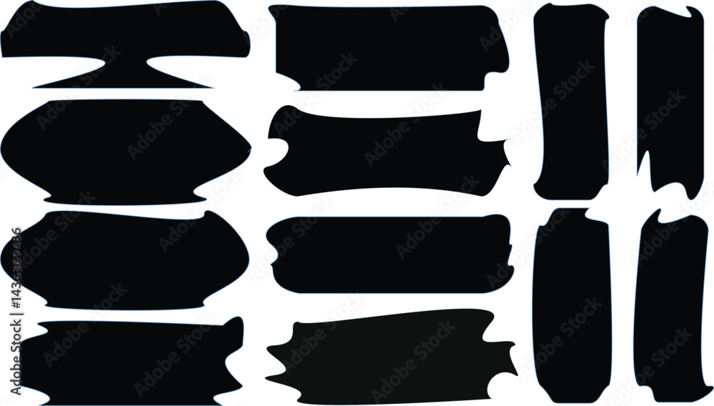 Poster set of black and white banners zigzag frame set. zigzag edges rectangle shape labels, banners, tags,