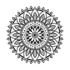 Circular pattern in the form of a mandala. Henna tattoo mandala. Mehndi style. Decorative pattern in oriental style. Coloring book page.