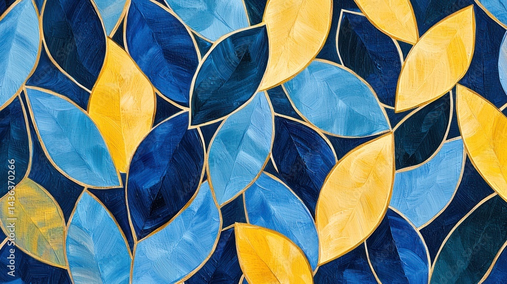 Poster a geometric pattern of overlapping leaves