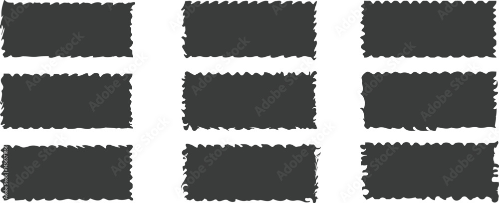 Aufkleber black and white background zig zag wavy edge rectangle shapes set. vector jagged geometric rectangul