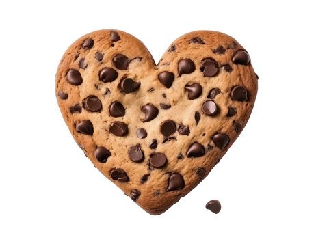 heart shaped chocolate cookie isolated on white or transparent png