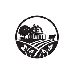 farm vector silhouette clip art logo design