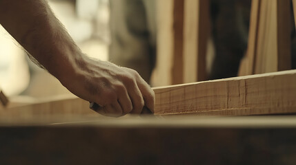 Carpenter's Hand Working on Wood