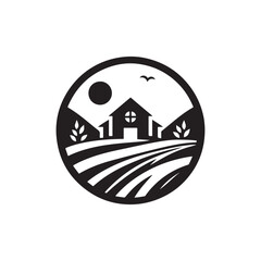 farm vector silhouette clip art logo design