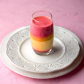 A glass of colorful Lacchi isolated pink background