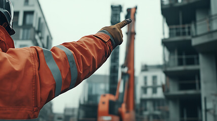 Construction Worker Directing Operations