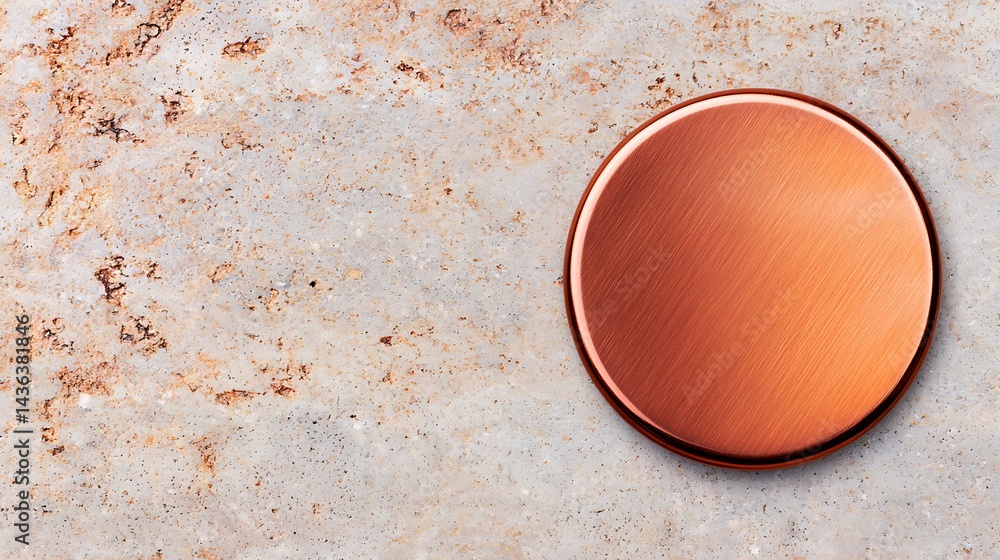 Poster abstract copper disc on textured background creates an intriguing visual perfect for design and arti