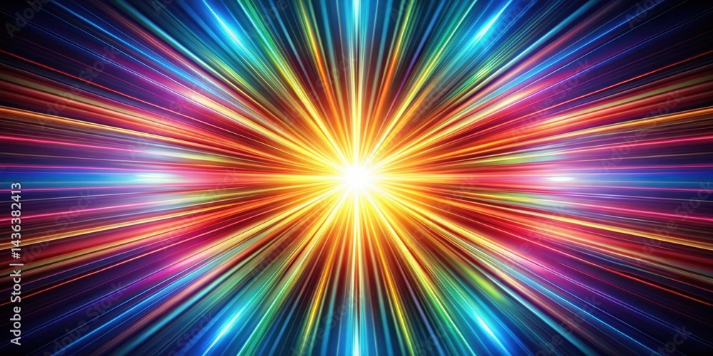 Aufkleber Vibrant Radial Burst of Multicolored Light Streaks, An Energetic and Dynamic Abstract Design Ideal for Backgrounds and Visuals