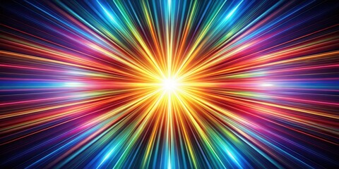 Obraz premium Vibrant Radial Burst of Multicolored Light Streaks, An Energetic and Dynamic Abstract Design Ideal for Backgrounds and Visuals