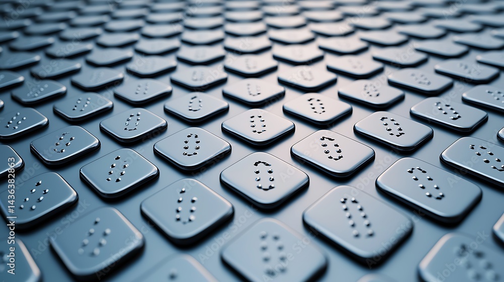Aufkleber abstract pattern of raised dots on metallic tiles, reflective surface creates a textured background.