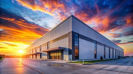 Obraz premium Modern Factory & Logistics Warehouse Complex: Industrial Architecture & Efficient Supply Chain